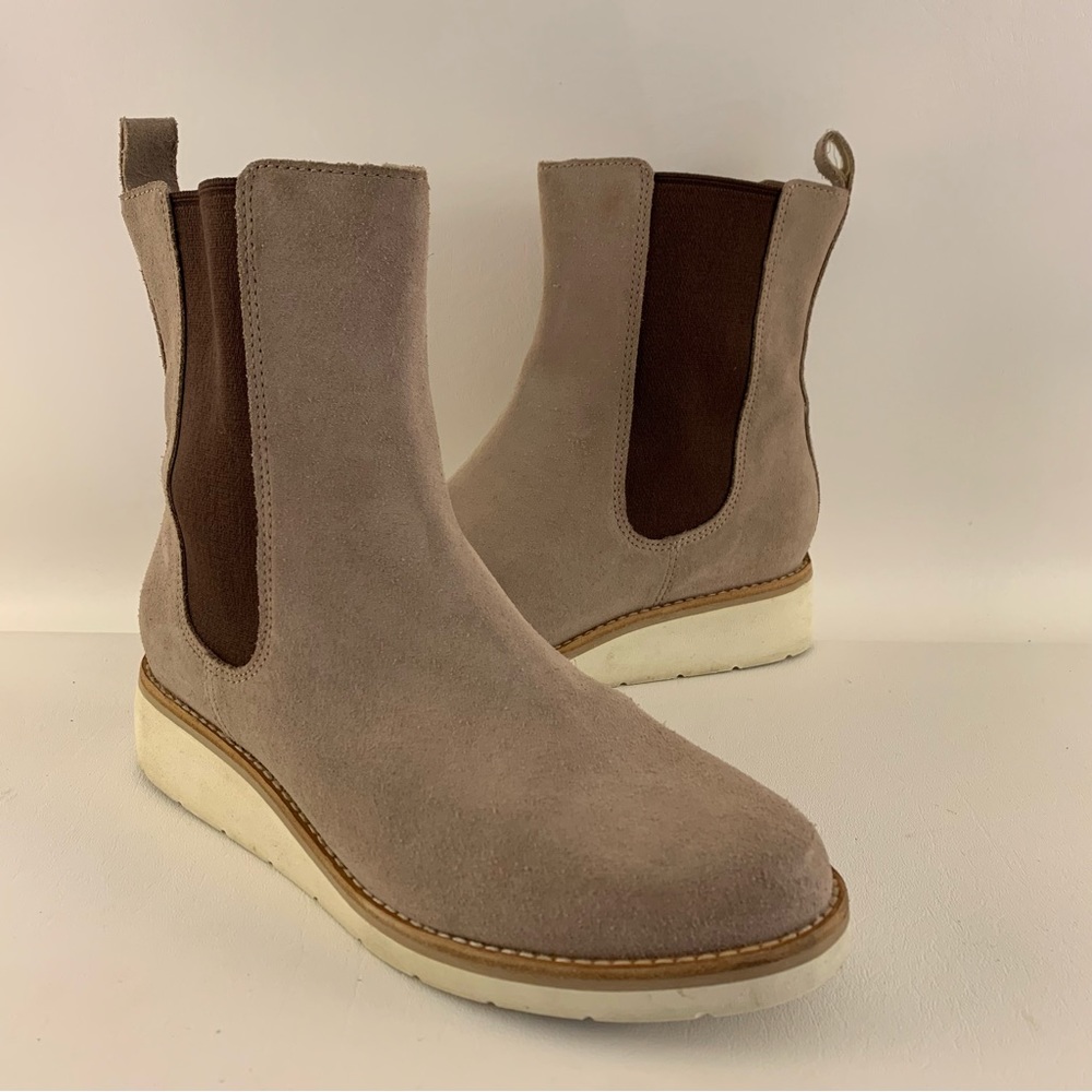 Cole Haan Johanna Tan Suede Wedge Boots